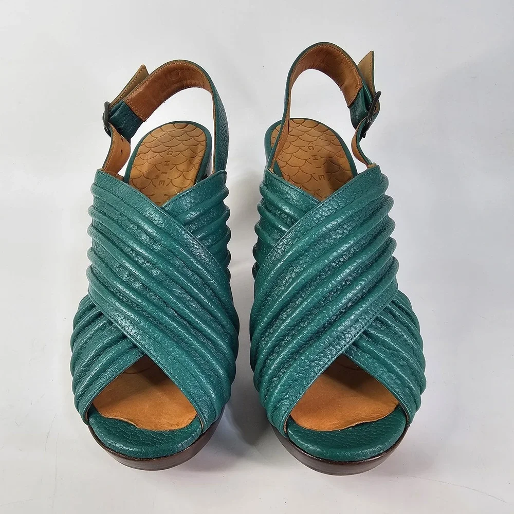 Chie Mihara Alubia Sandal Heels Womens 6 Crossover Platform Designer Slingback